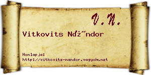 Vitkovits Nándor névjegykártya